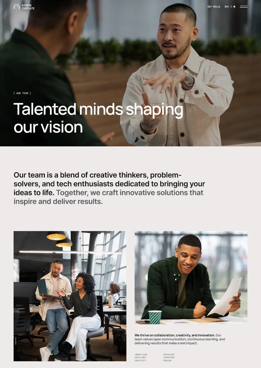 Azurio Template Image - Team Page Link